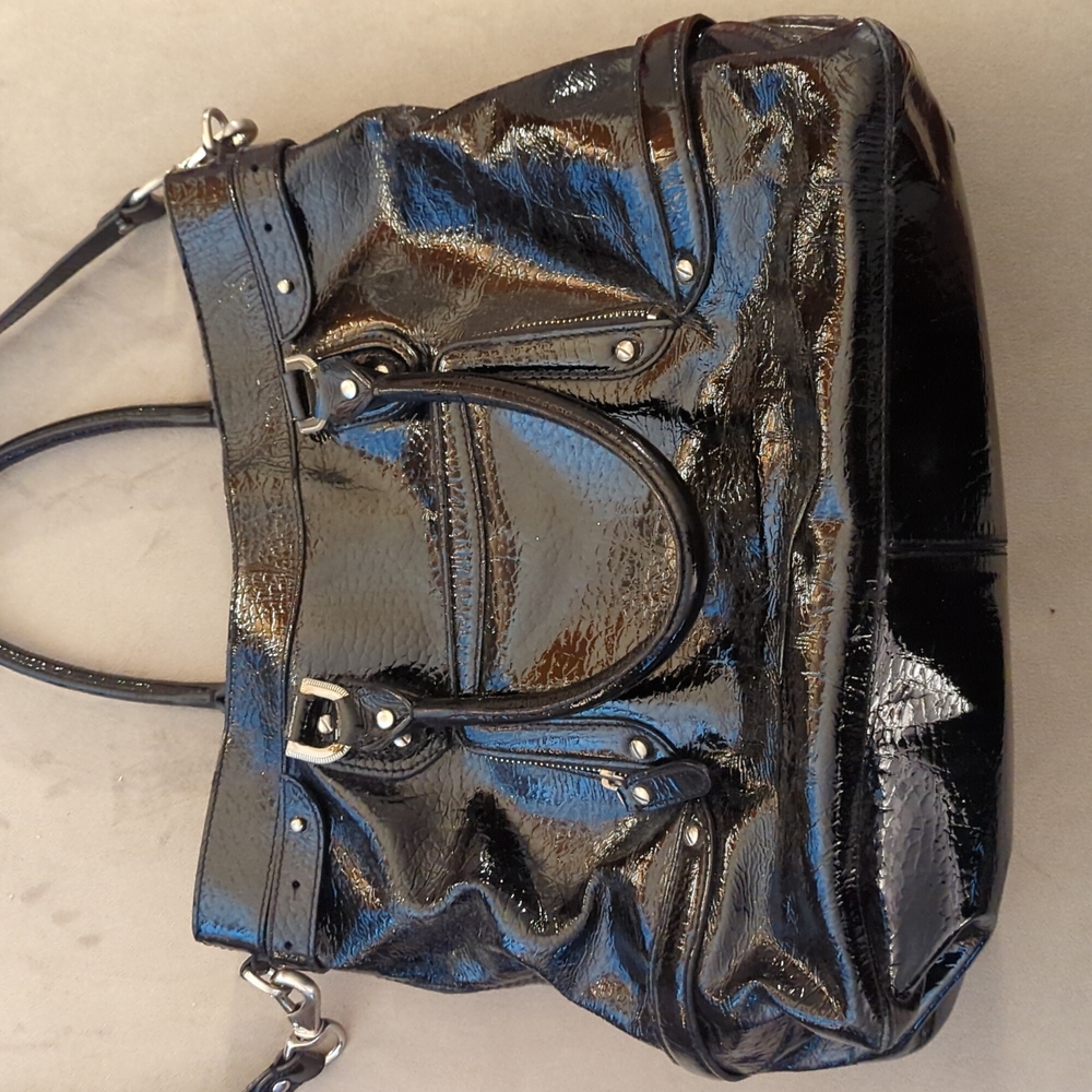 Large Cole Haan Black Patent Leather Bag